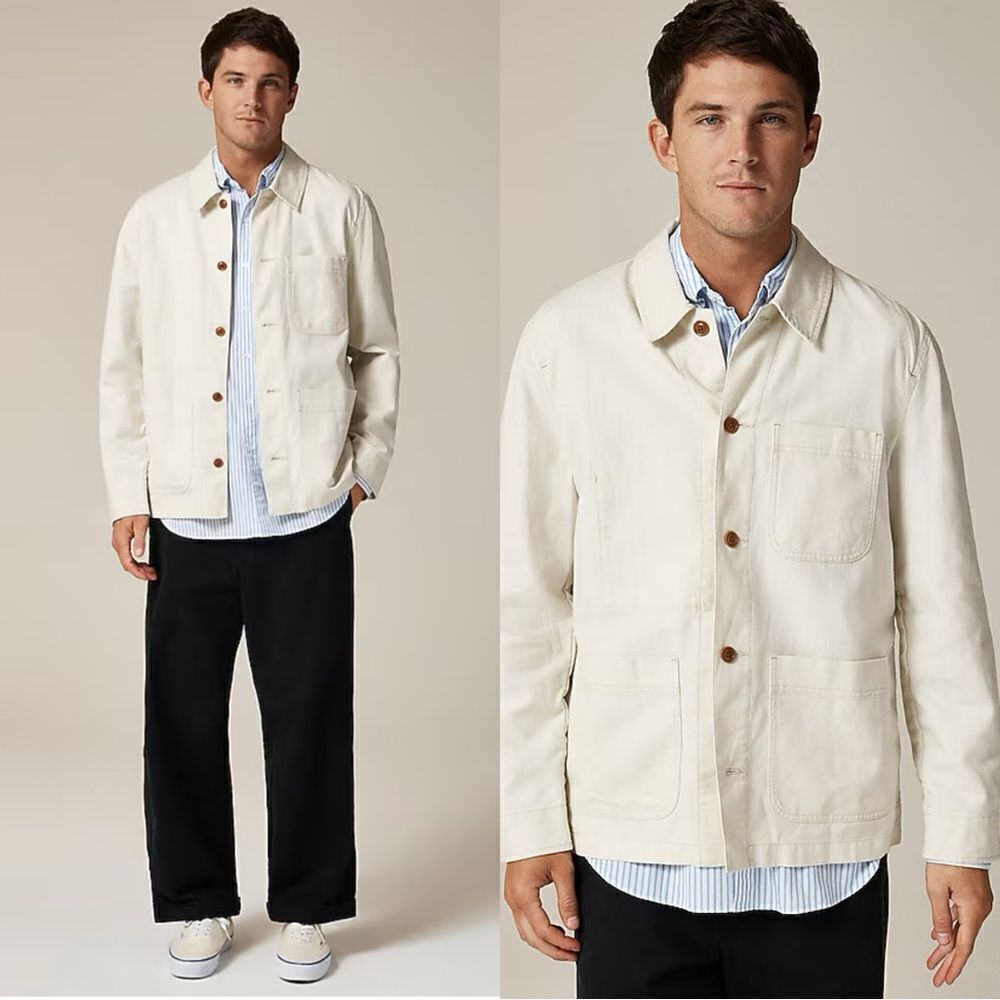 NWT J CREW Cotton-linen blend chore jacket in Pale Canvas